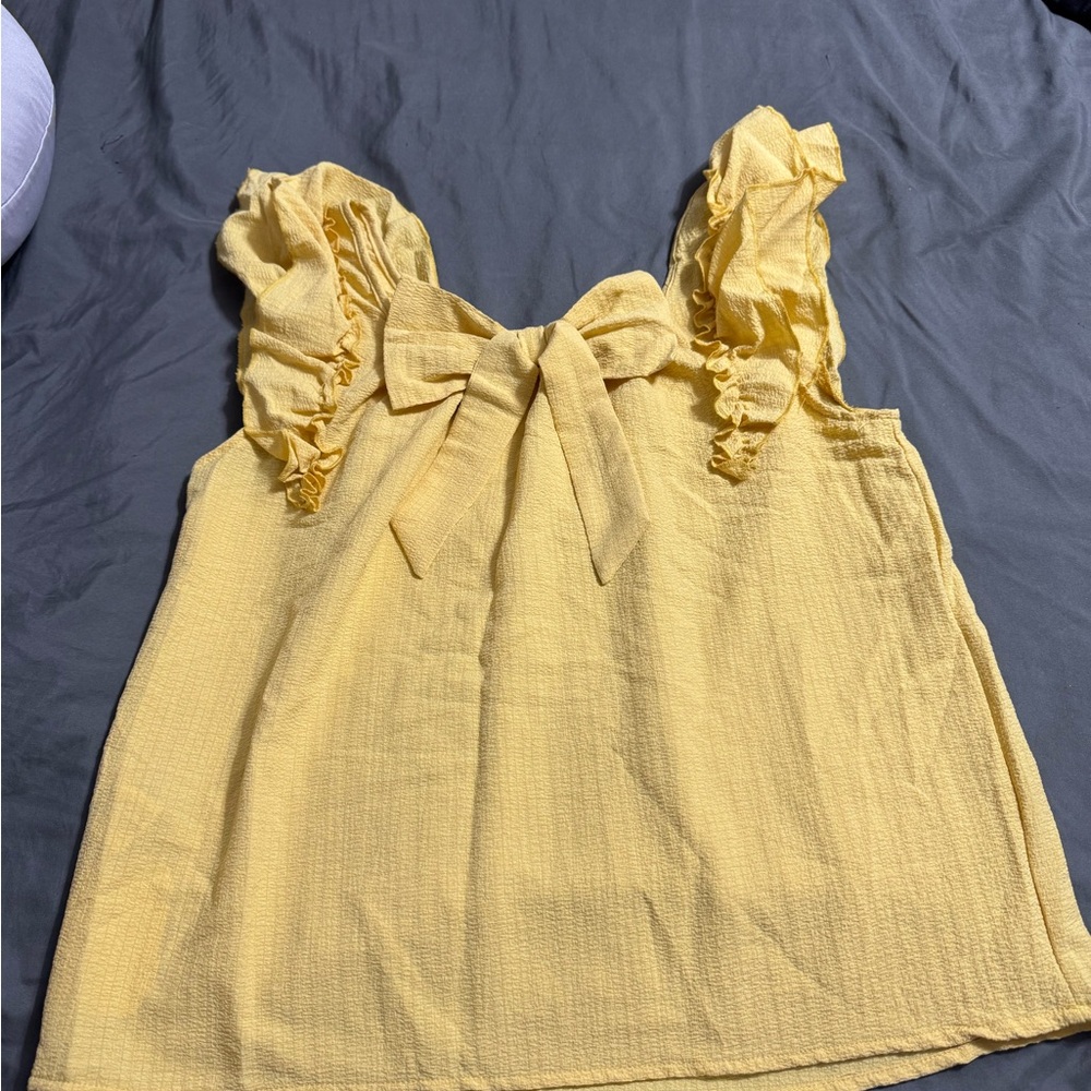 Butter Yellow Bow Sleeveless Top